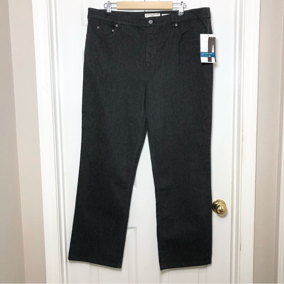 Jones New York Sport Cotton Blend Shape Control Slimming Panel Charcoal Jeans 18 - Picture 2 of 16